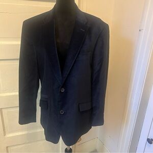 Tommy Hilfiger Velvet Navy Blazer 42 Holiday Party 2 Button Quiet Luxury Cotton